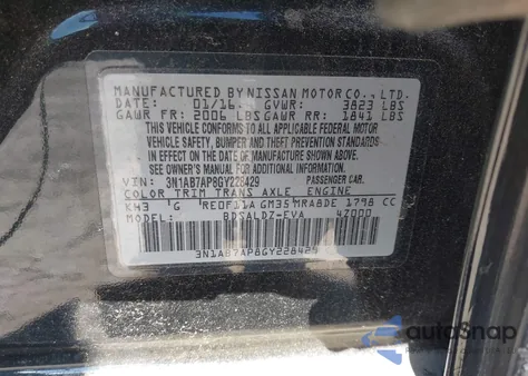 2016 Nissan Sentra Sv z USA, uszkodzony, nr VIN 3N1AB7AP8GY228429